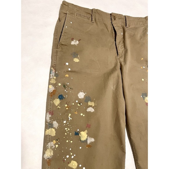 Polo Ralph Lauren Paint Splatter Big Chino 14 Cotton Twill Khaki Pants New - Picture 4 of 7